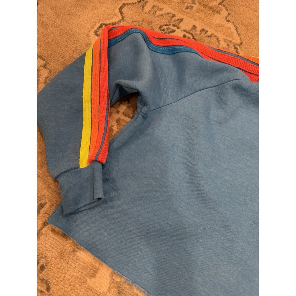 Aviator Nation Blue Crewneck Rainbow Stripe Cropped Sweatshirt Sz S NWT $220 - Picture 16 of 16
